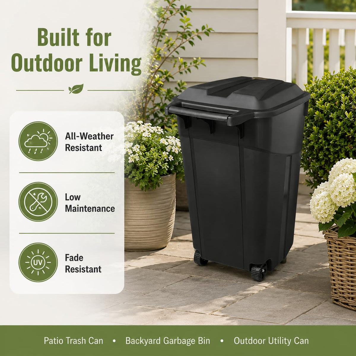 32 Gallon Wheeled Heavy-Duty Outdoor Trash Can A373408