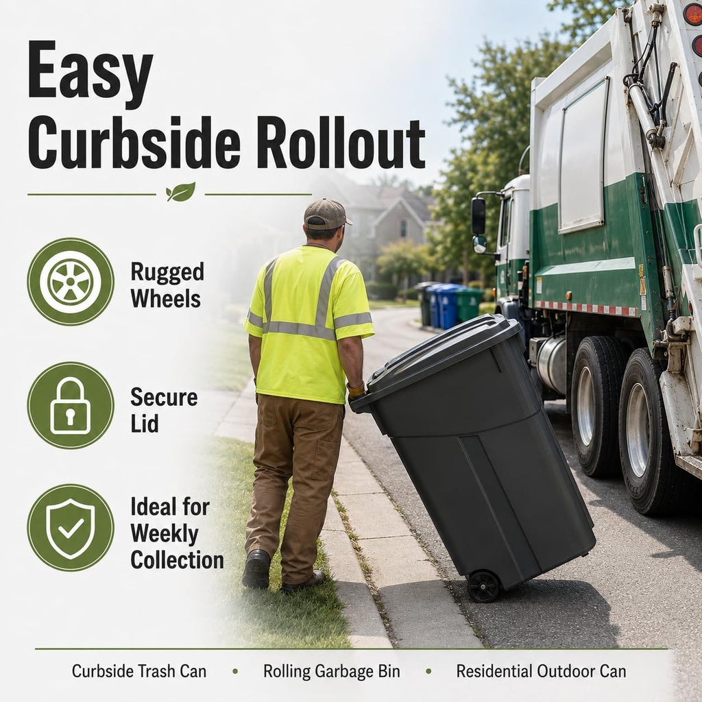 32 Gallon Wheeled Heavy-Duty Outdoor Trash Can A373408