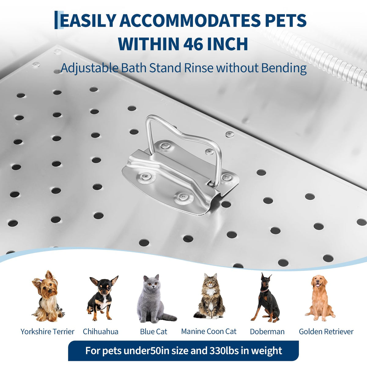 46 Inch Stainless Steel Dog Washing Station with Access Stairs B196