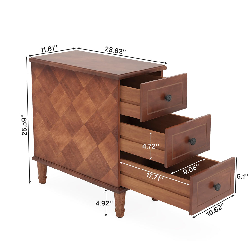 Solid Wood End Table Set of 2 with Drawers X3568
