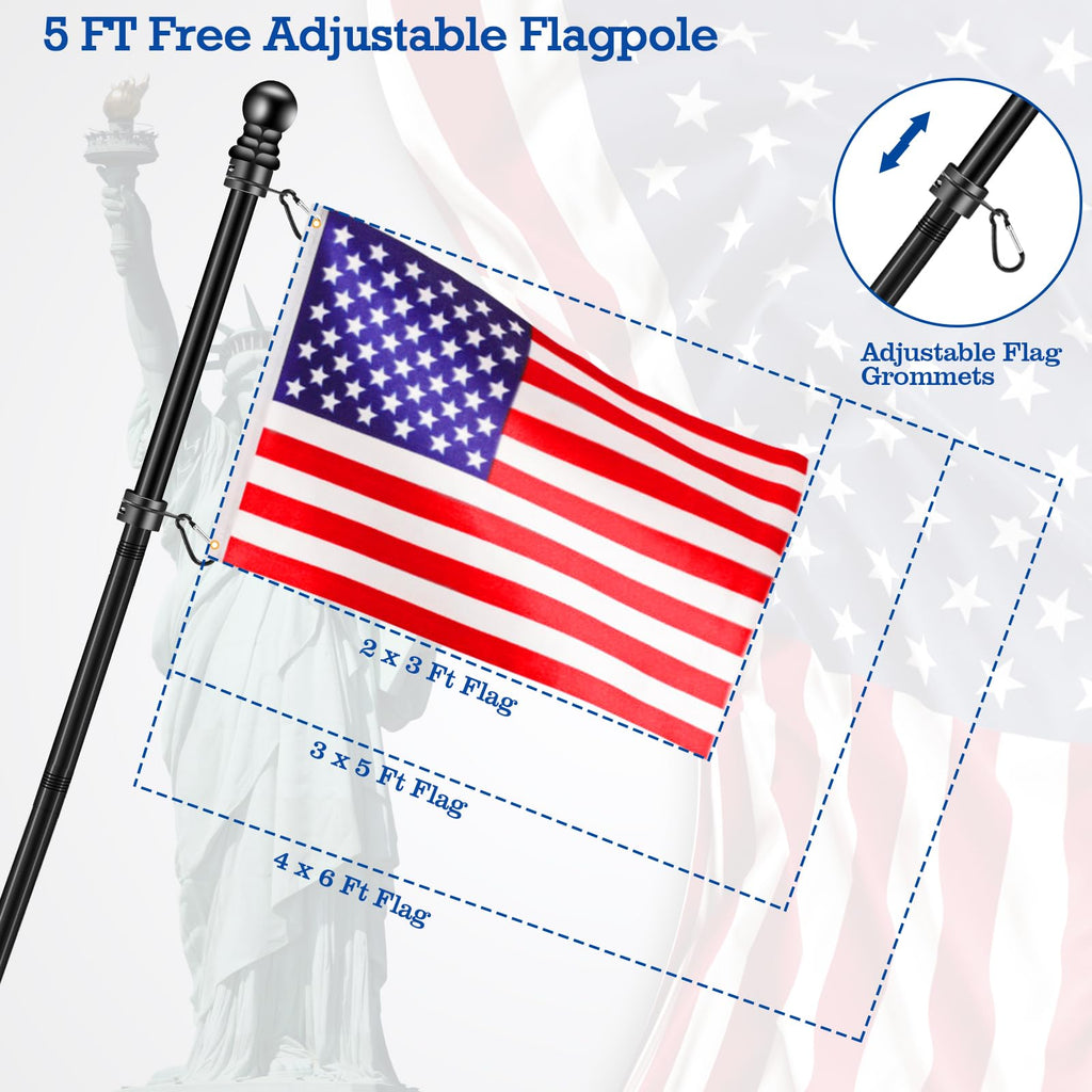 Black 5 FT Stainless Steel Wall Mount Flag Pole Kit Z5030