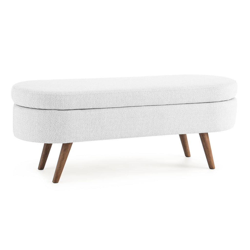 White Storage Bench with Rubber Wood Legs Z35270