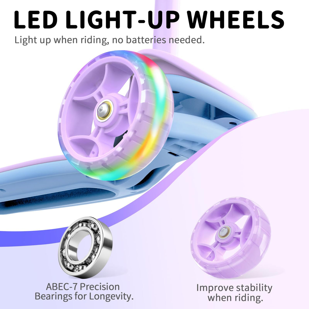 3 Wheel Folding Kick Scooter with LED Light-Up Wheels A82932