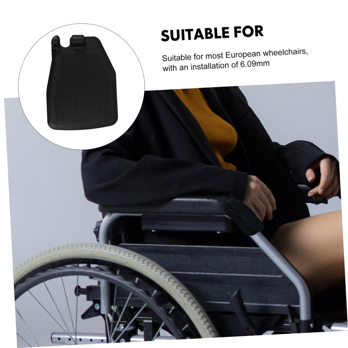 Black Wheelchair Foot Rest 1 Pair Replacement Footplates M27818