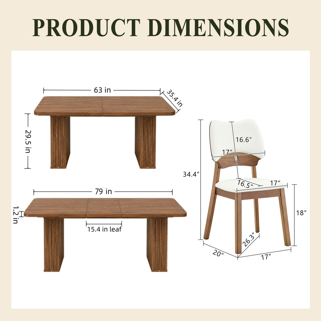 Walnut 9-Piece Extendable Dining Table Set with Storage L667