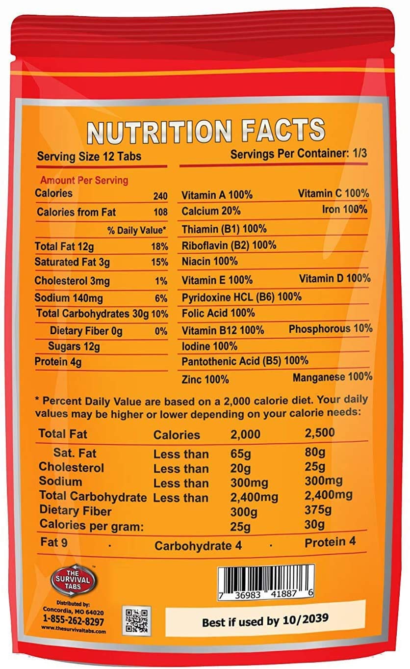 Survival Tabs 10-Day Vanilla Malt Fortified H987362