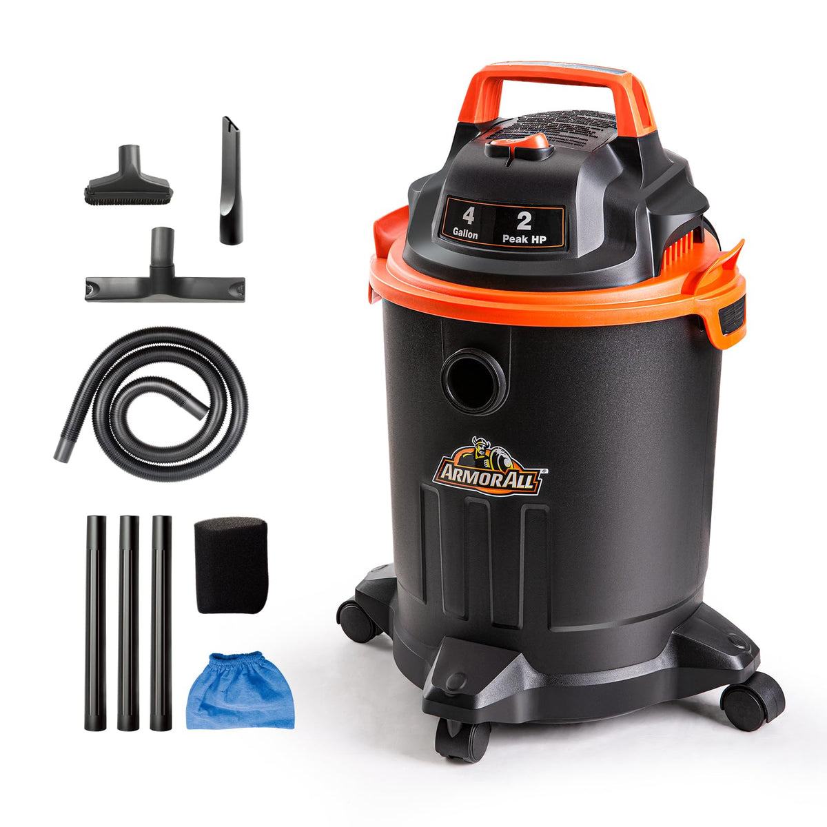 4 Gallon Wet/Dry Vac 2.0 Peak HP Shop Vacuum with Nozzles & Brush G8102