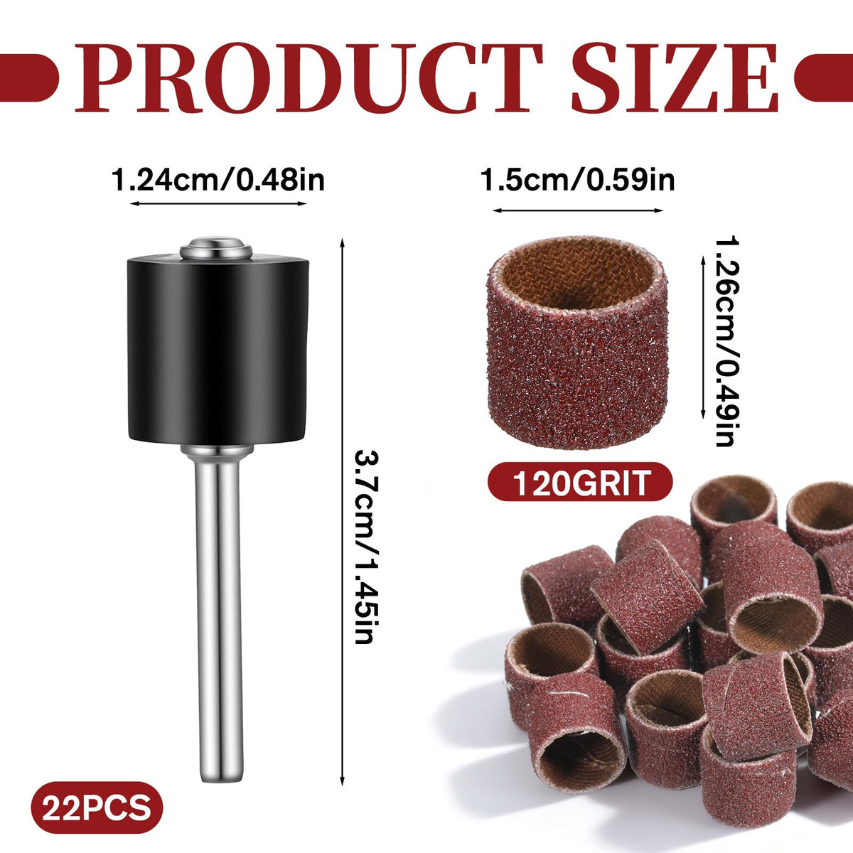 22Pcs Dog Nail Grinder Sanding Bands and Drums Replacement Kit L91645