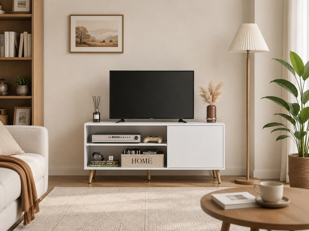 White TV Stand with Storage Cabinet D26593