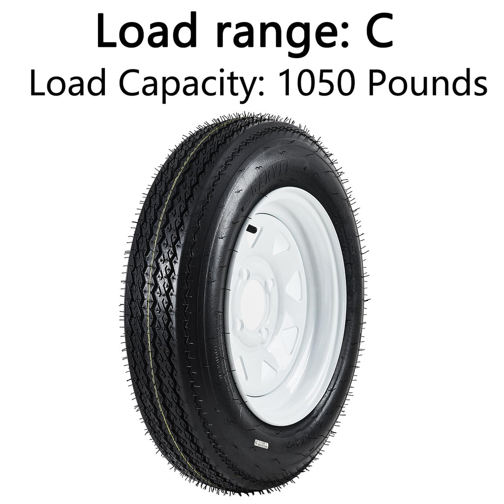 2-Pack Trailer Tires on Rims 5.30-12 4 Lug White Wheels K668