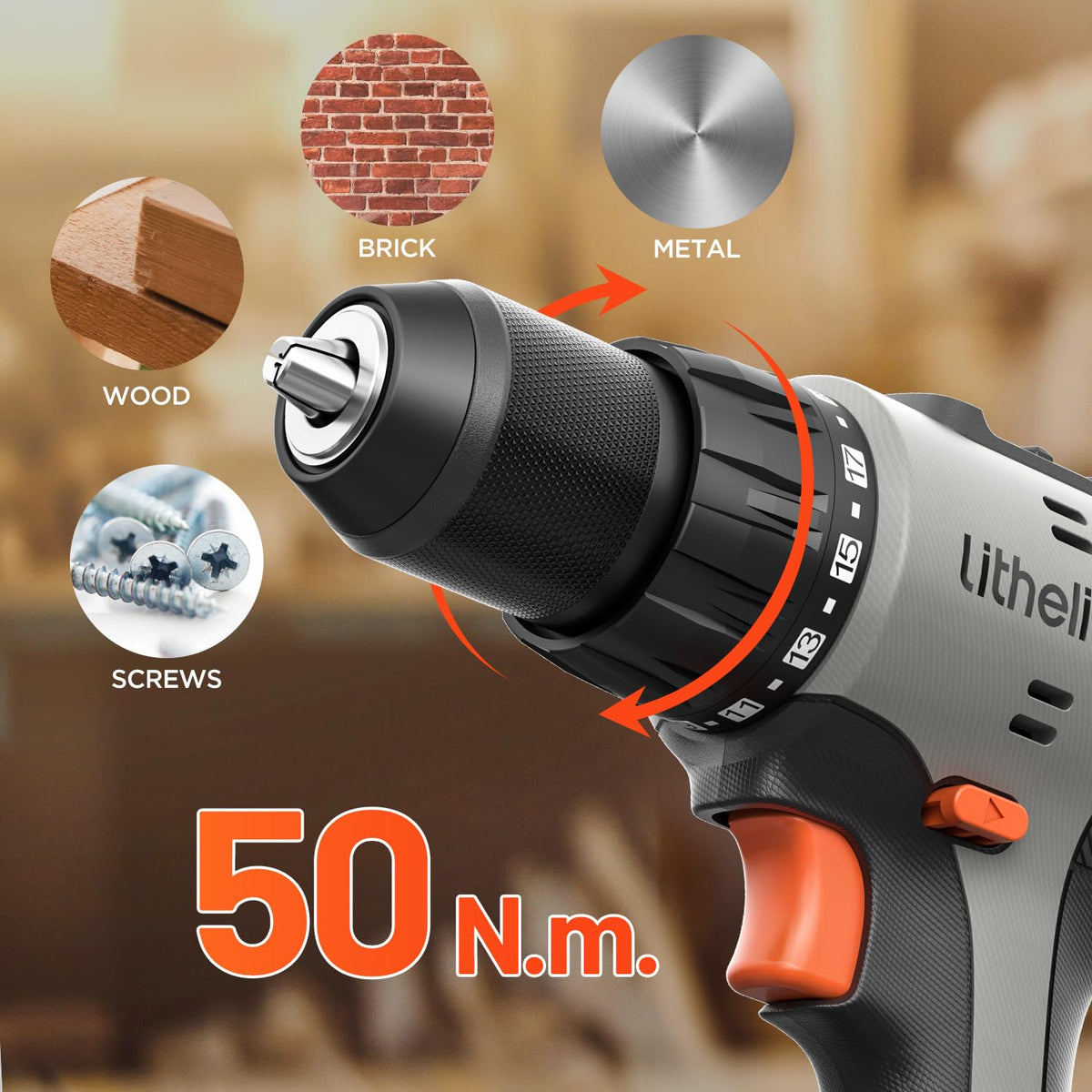20V Cordless Drill Set 1/2-Inch Keyless Chuck 64-Piece Tool Kit with Bag R971479