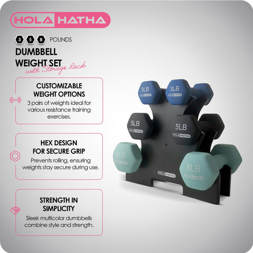 1, 2 and 3 lb Neoprene Dumbbell Set with Rack J11218