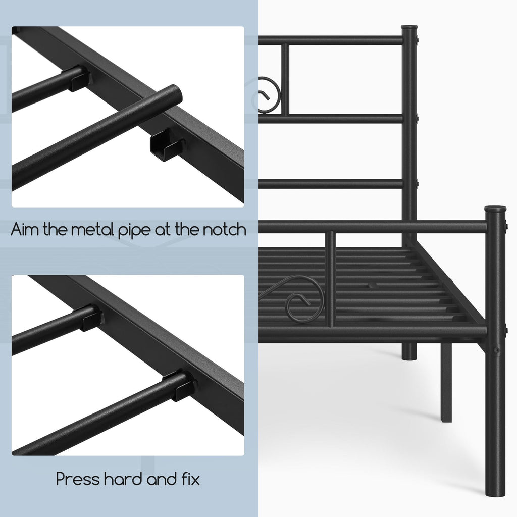 Black Metal Bed Frame with Headboard and Footboard H647865