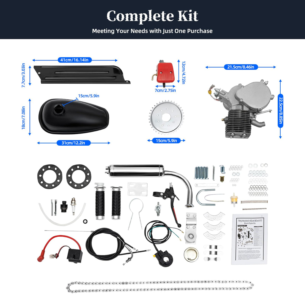 100cc 2-Stroke Air-Cooling Bicycle Engine Kit T15051