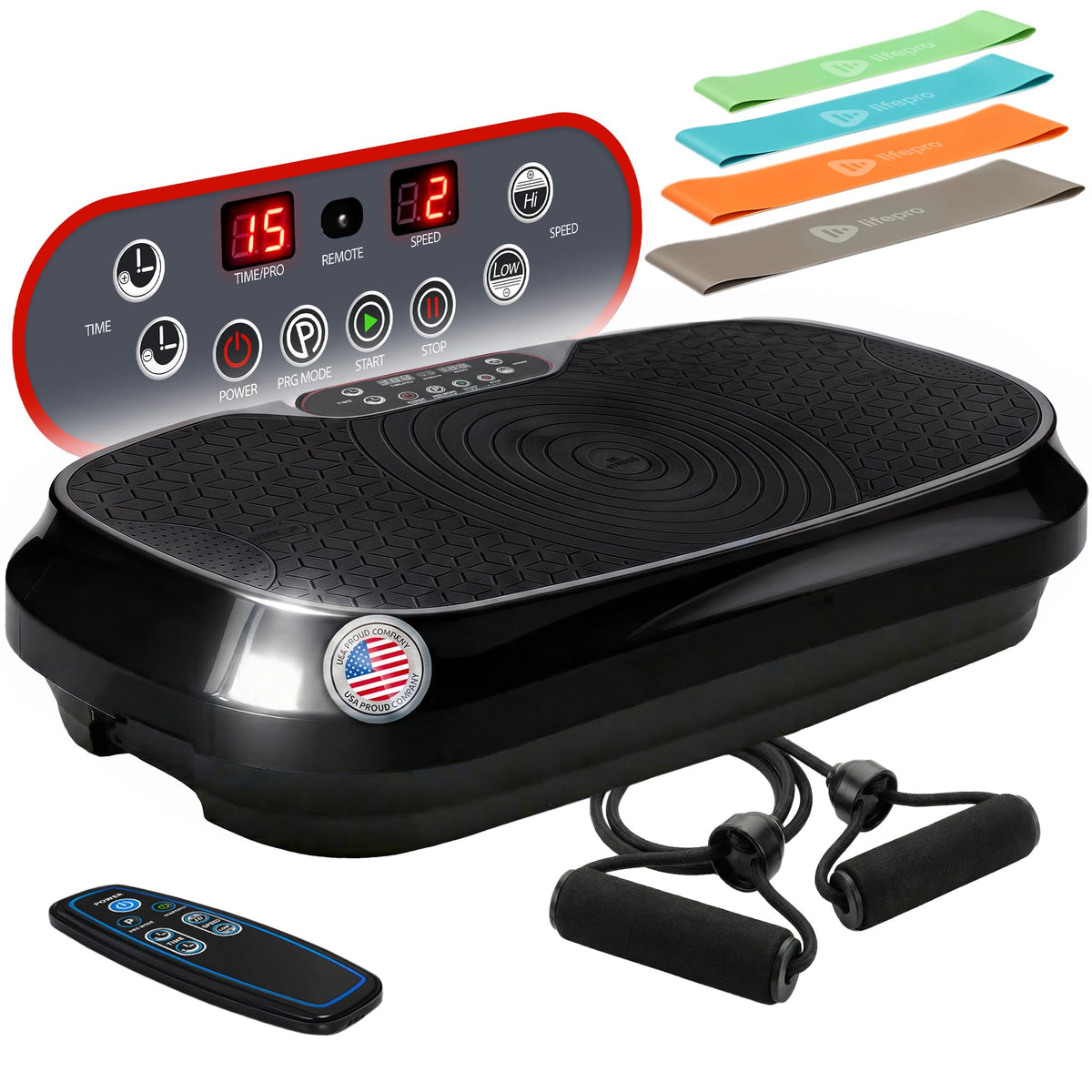 Mini Vibration Plate Exercise Machine with Resistance Bands Y6375
