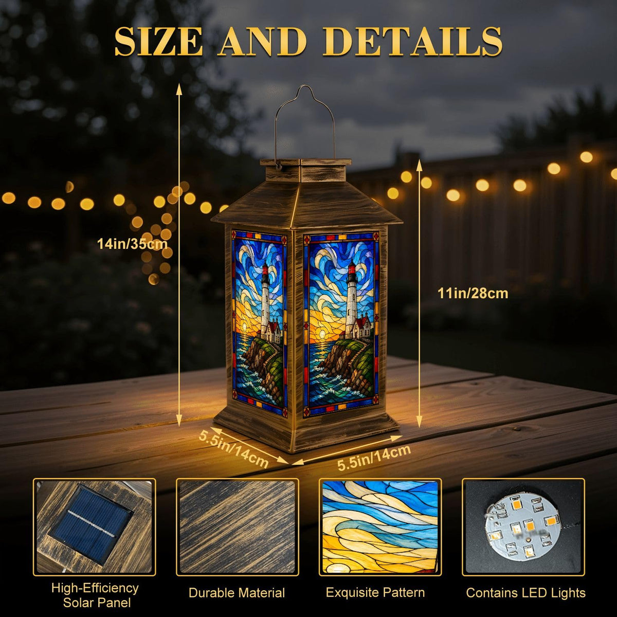 Solar Lantern Outdoor Waterproof LED Hanging Tabletop Lamp E77625