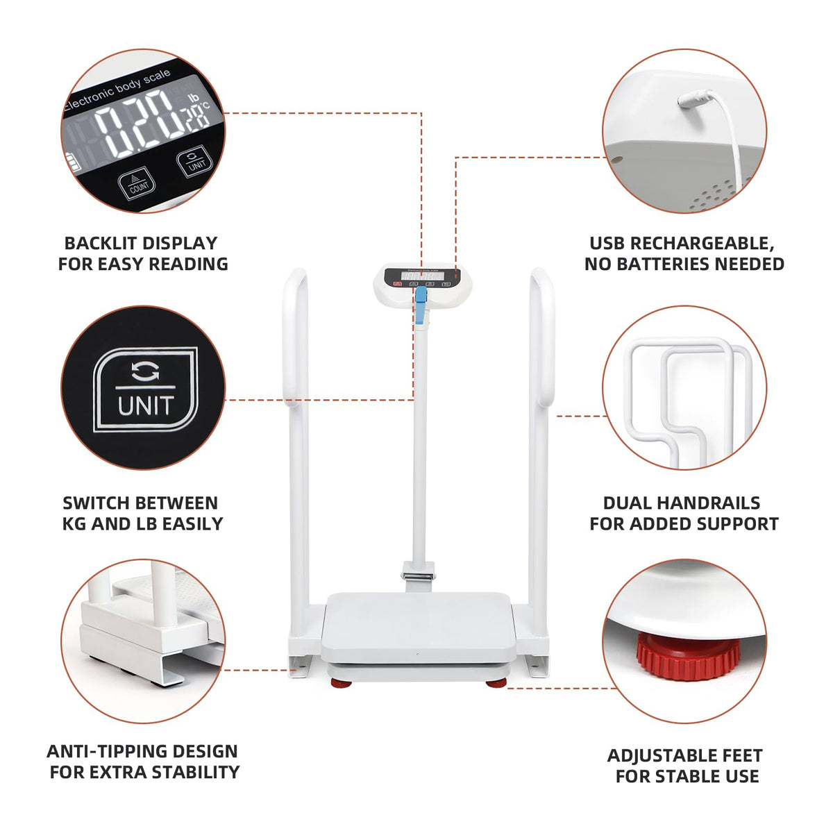 Scale with Handle 485lbs Weight Capacity HD LED Display F5623