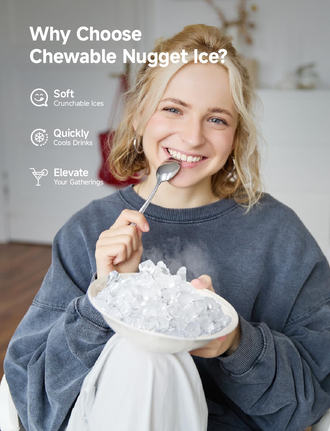 Nugget Ice Maker Countertop, 40lbs/24H, Black V438962