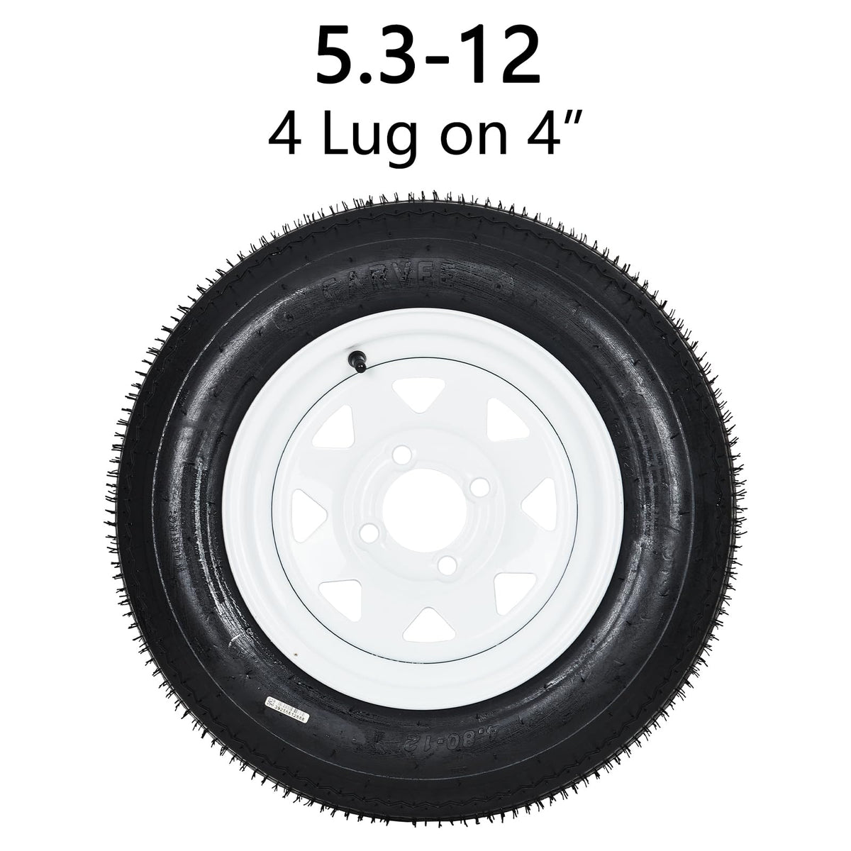 2-Pack Trailer Tires on Rims 5.30-12 4 Lug White Wheels K668