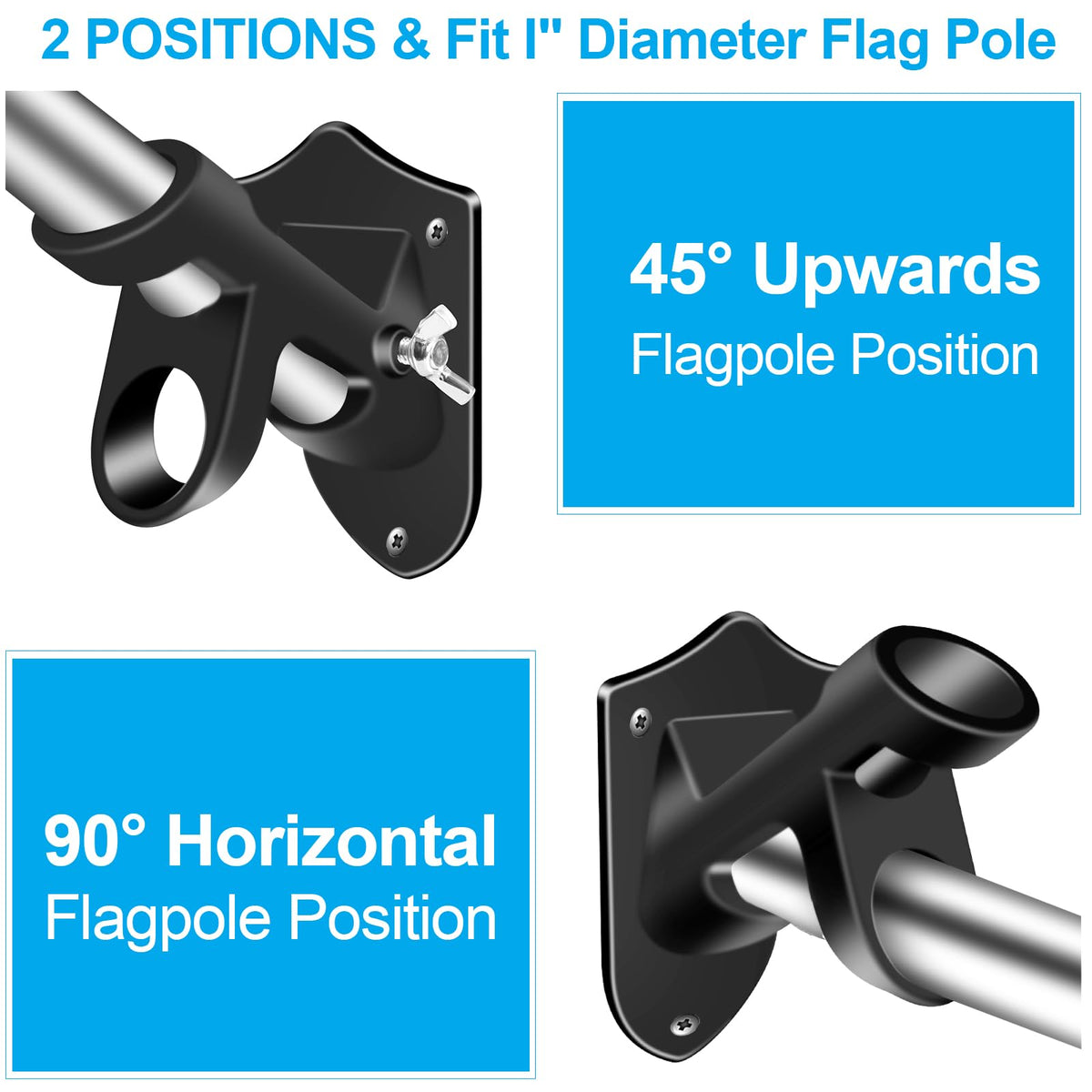 Black 5 FT Stainless Steel Wall Mount Flag Pole Kit Z5030