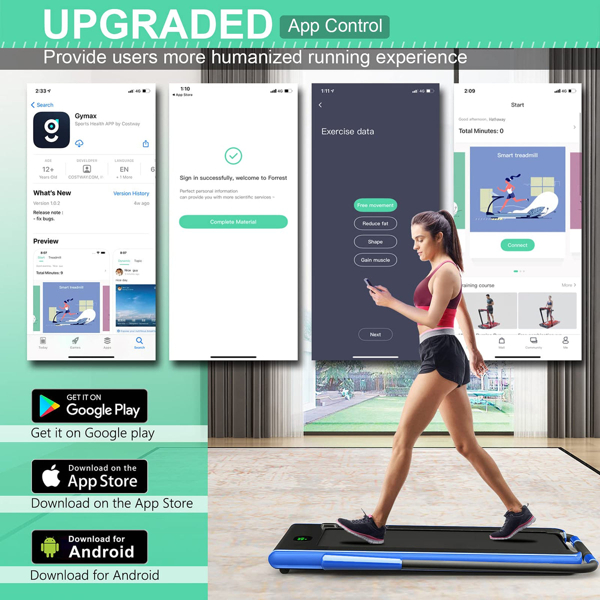 2 in 1 Under Desk Treadmill with Smart App G844