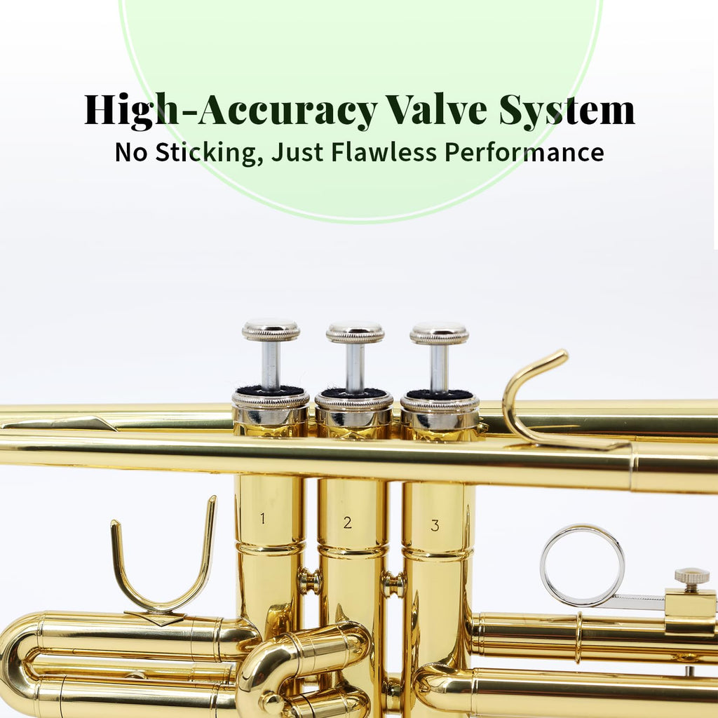 Trumpet Set with Hard Case, Mouthpiece, Cleaning Kit, Brass V709707