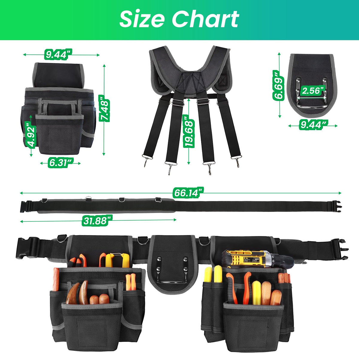 Heavy Duty Tool Belt With Suspenders N2169