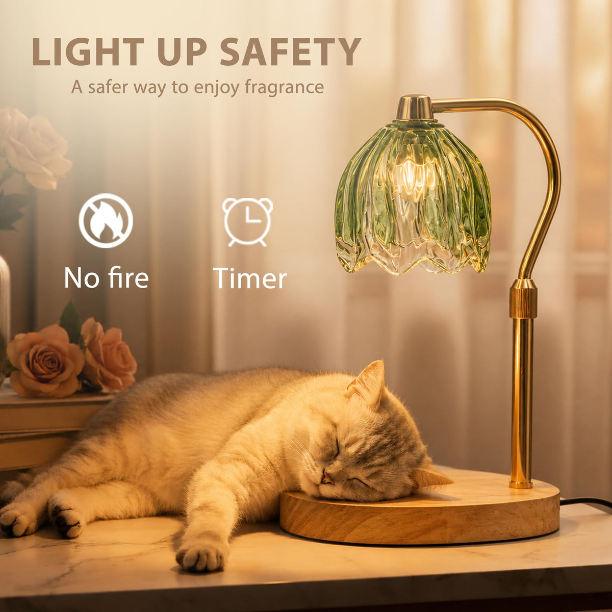 Green Dimmable Candle Warmer Lamp with Timer F255595