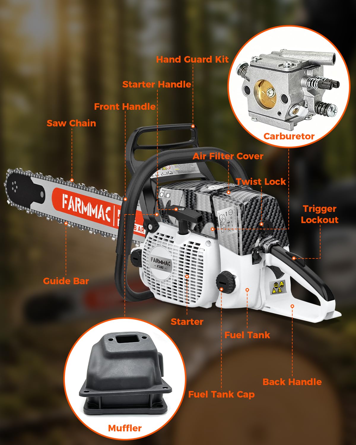 72cc 2-Cycle Gas Chainsaw with 24 Inch Bar S675505
