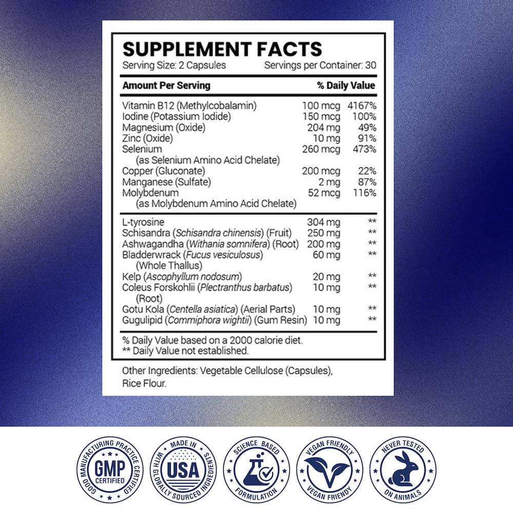 Thyroid Aid with Iodine Copper & Zinc 60 Capsules V886628