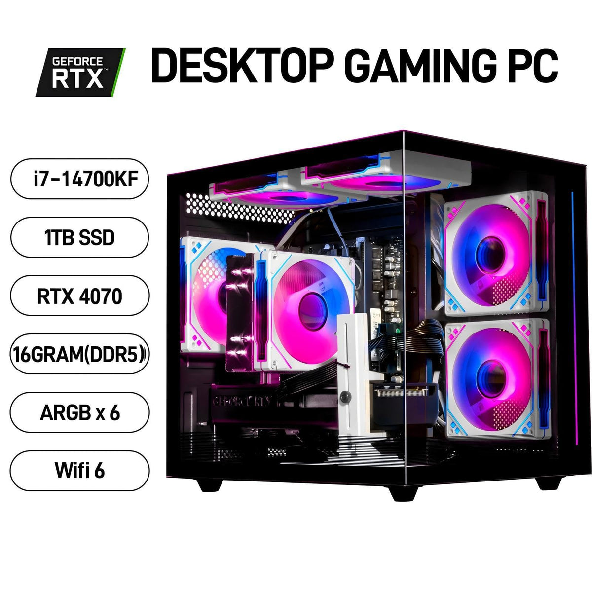 Core i7-14700KF GeForce RTX 4070 12GB Gaming Desktop PC D413