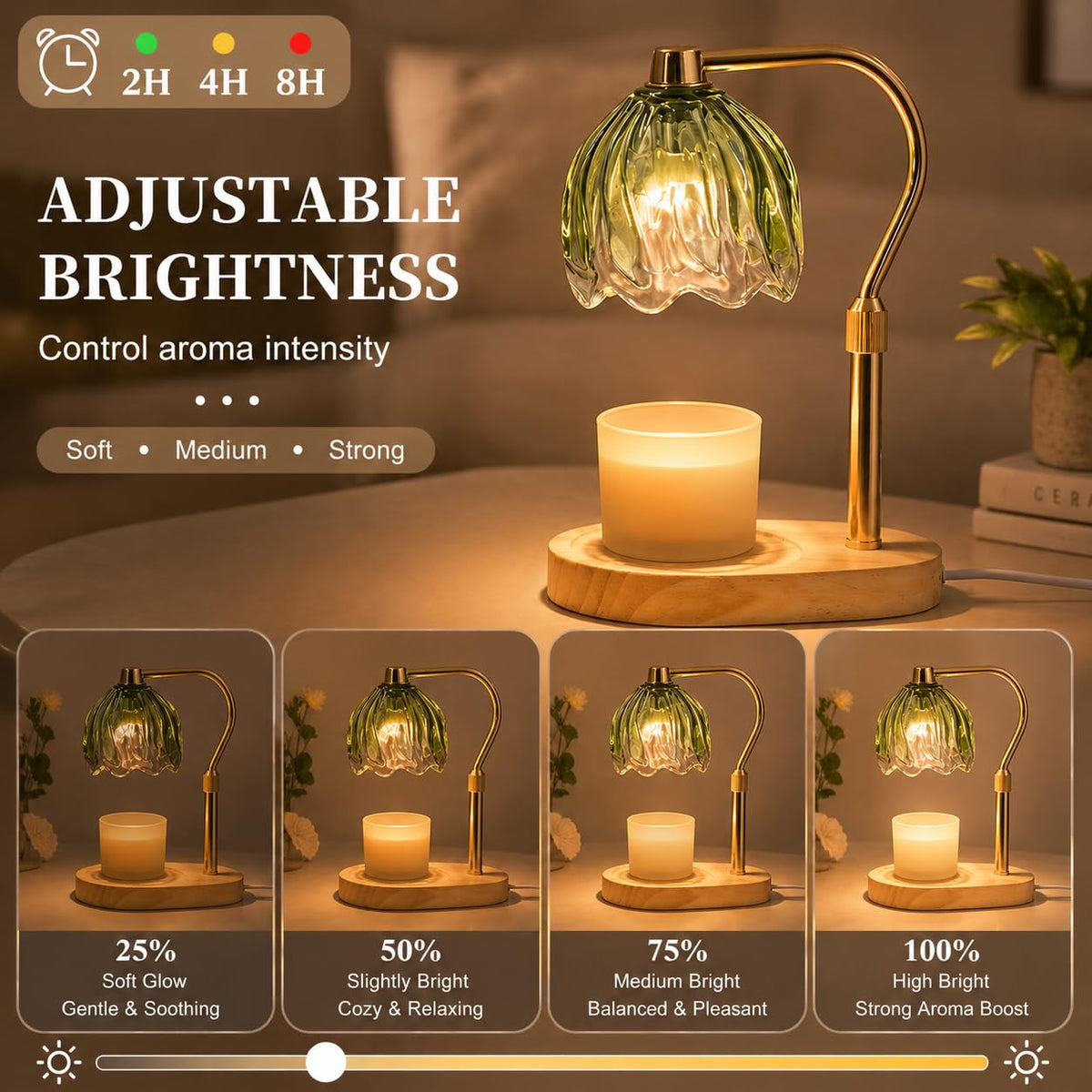 Green Dimmable Candle Warmer Lamp with Timer F255595