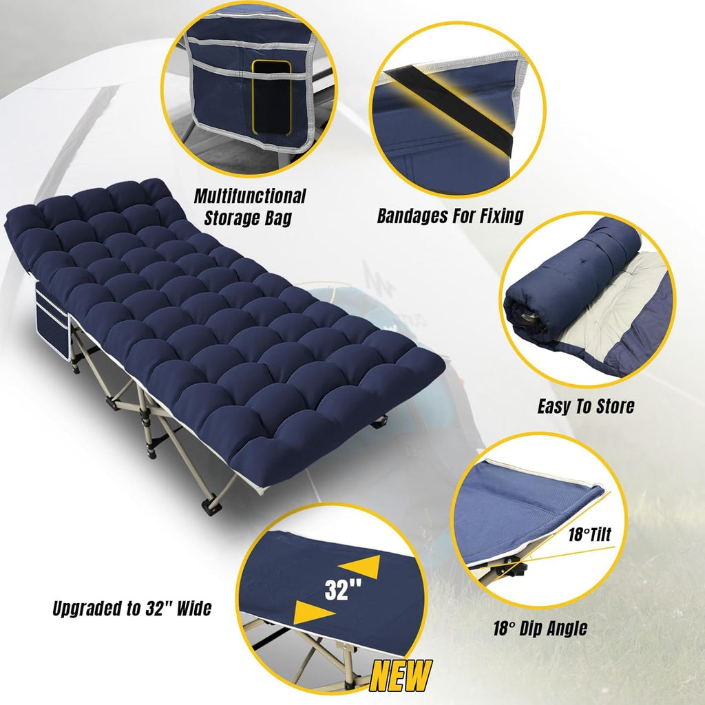 Folding Camping Cot Bed 32" Wide Oxford W8181