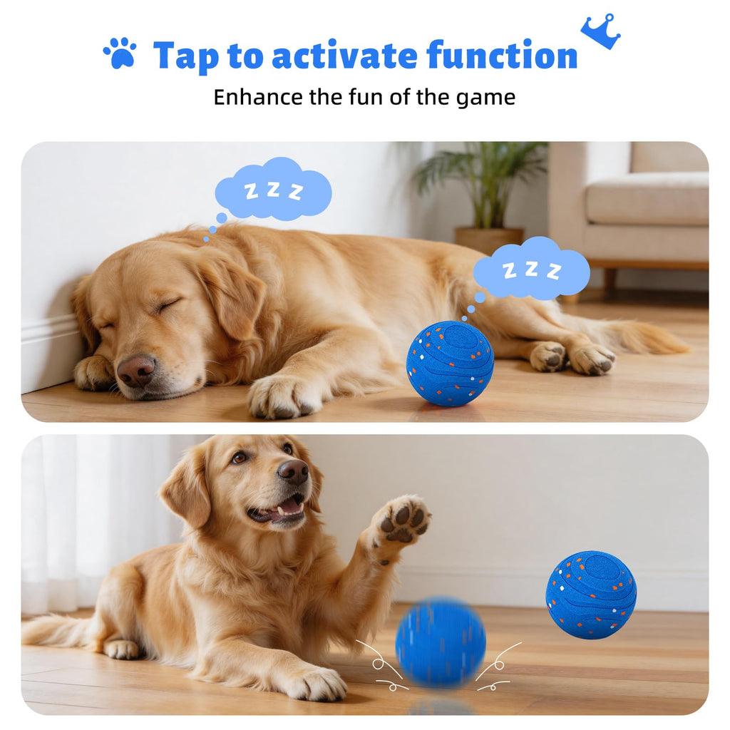 Interactive Dog Toy Ball Automatic Moving Bouncing Rotating E-TPU Waterproof Blue W6436