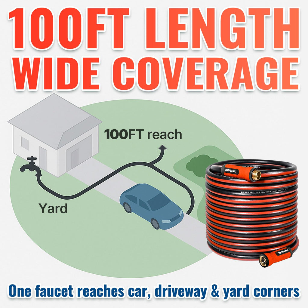100ft Garden Hose 5/8in I.D. with Swivel Brass Handle F92926