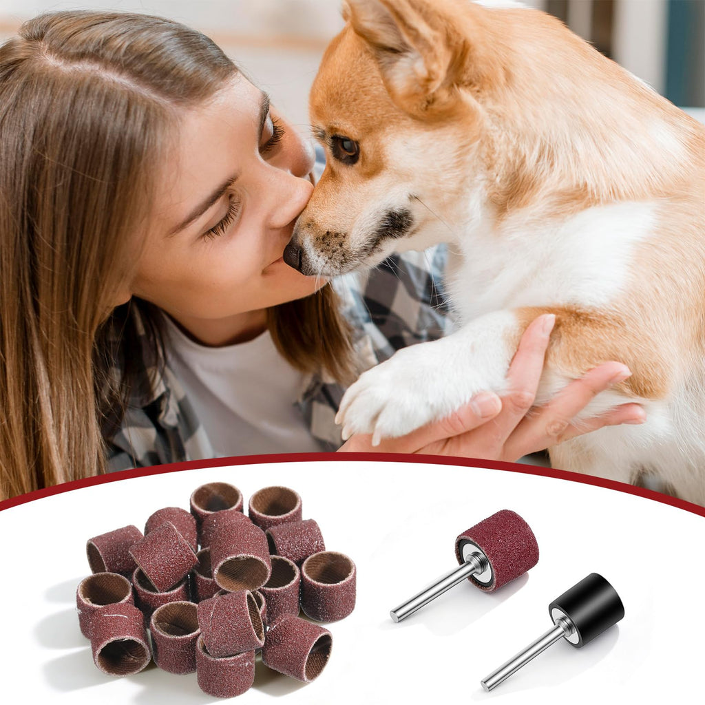 22Pcs Dog Nail Grinder Sanding Bands and Drums Replacement Kit L91645