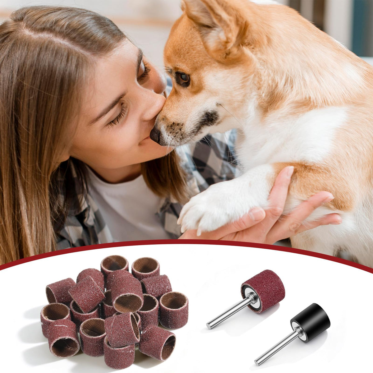 22Pcs Dog Nail Grinder Sanding Bands and Drums Replacement Kit L91645