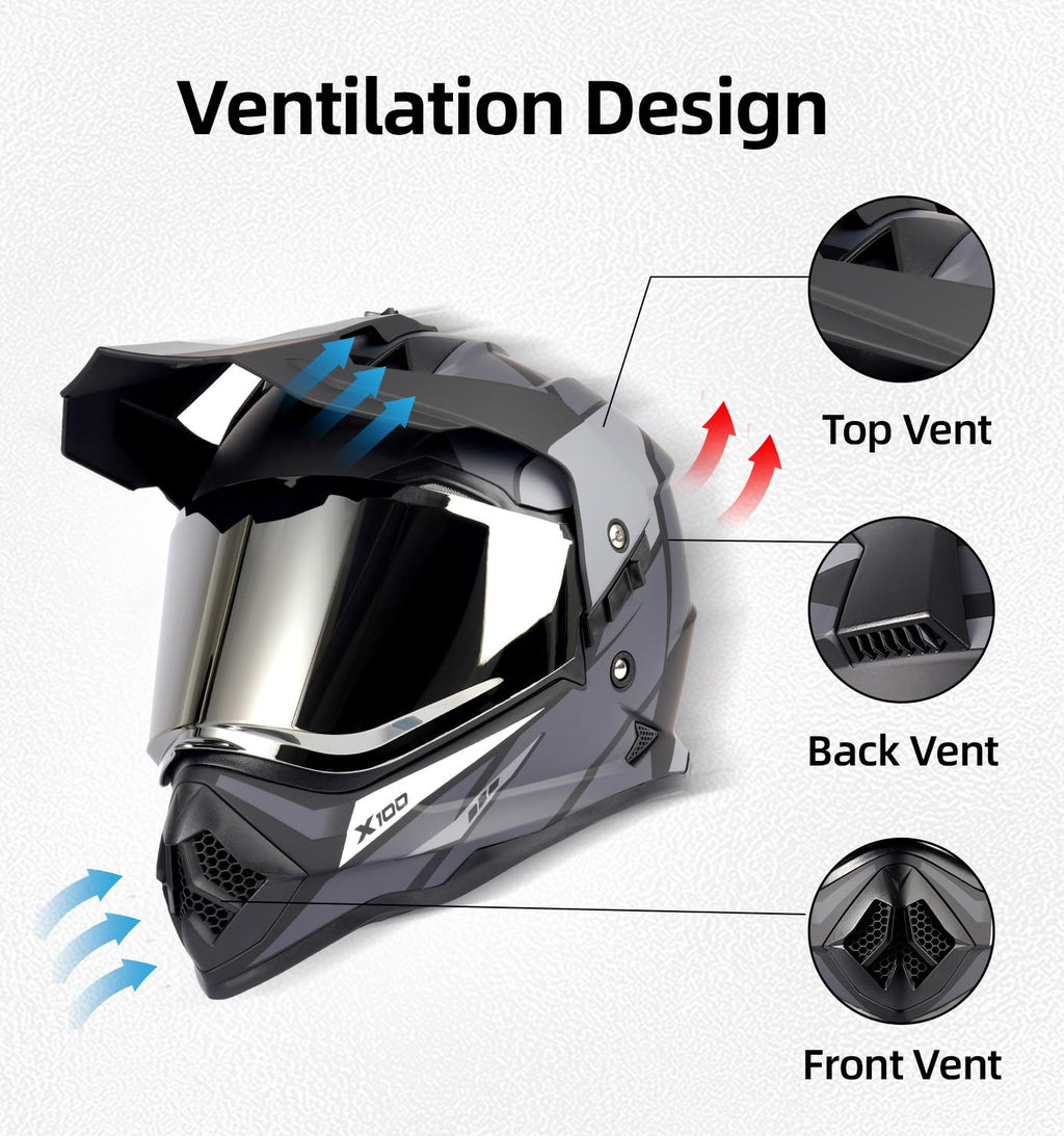 DOT Certified Dual Visor Motorcycle Helmet P4807