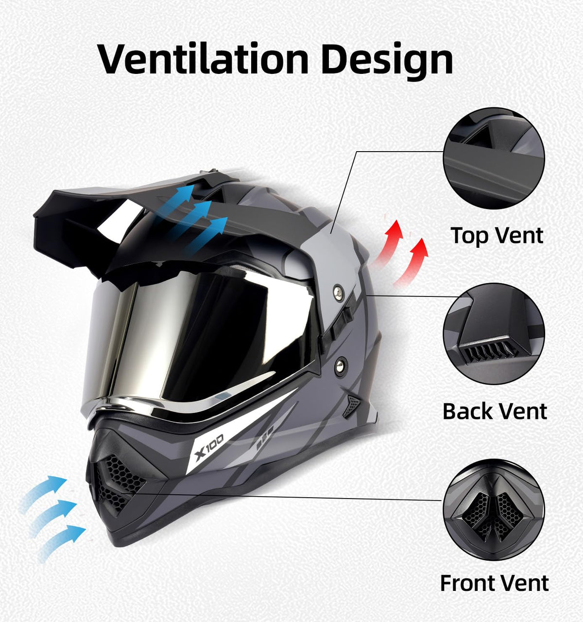 DOT Certified Dual Visor Motorcycle Helmet P4807