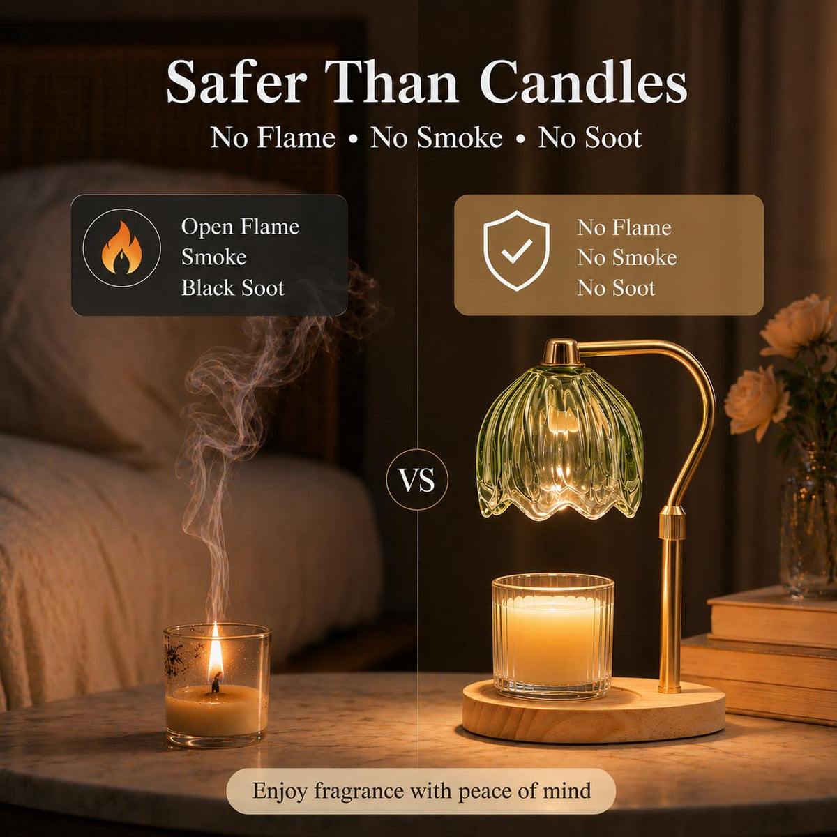 Green Dimmable Candle Warmer Lamp with Timer F255595