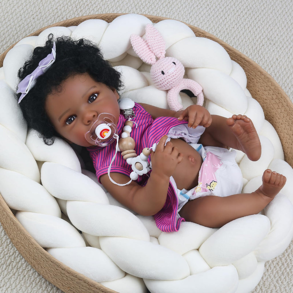 20 Inch Black Realistic Reborn Baby Dolls Full Body Vinyl Girl X5328