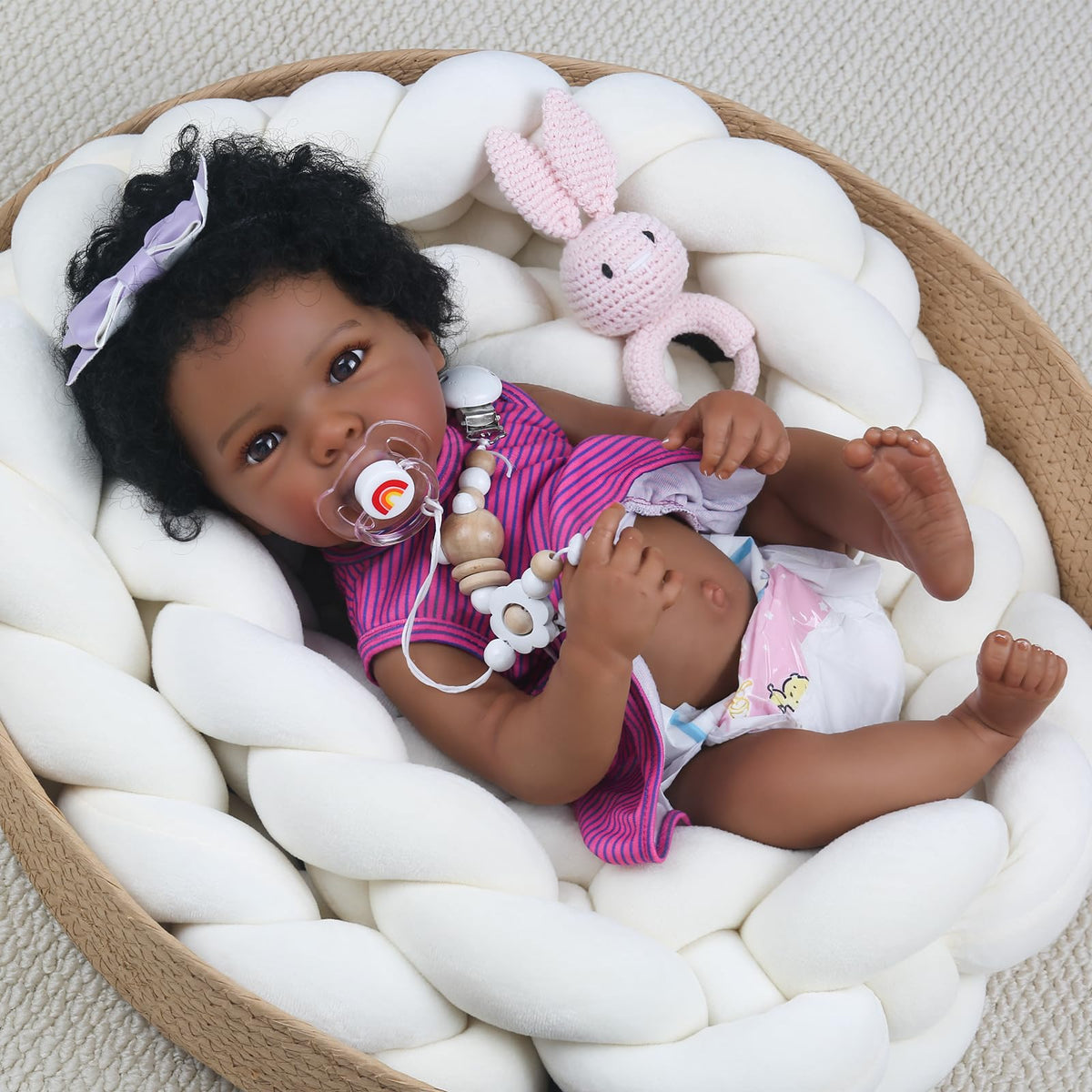 20 Inch Black Realistic Reborn Baby Dolls Full Body Vinyl Girl X5328