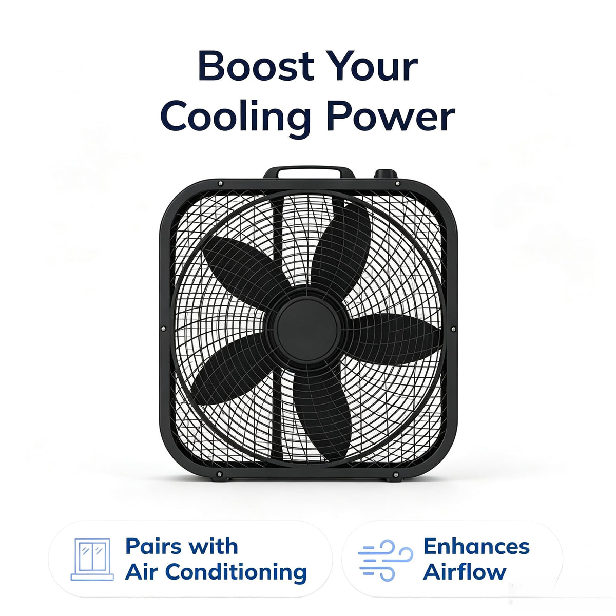 20 Inch Black 3-Speed Box Fan with Handle V488