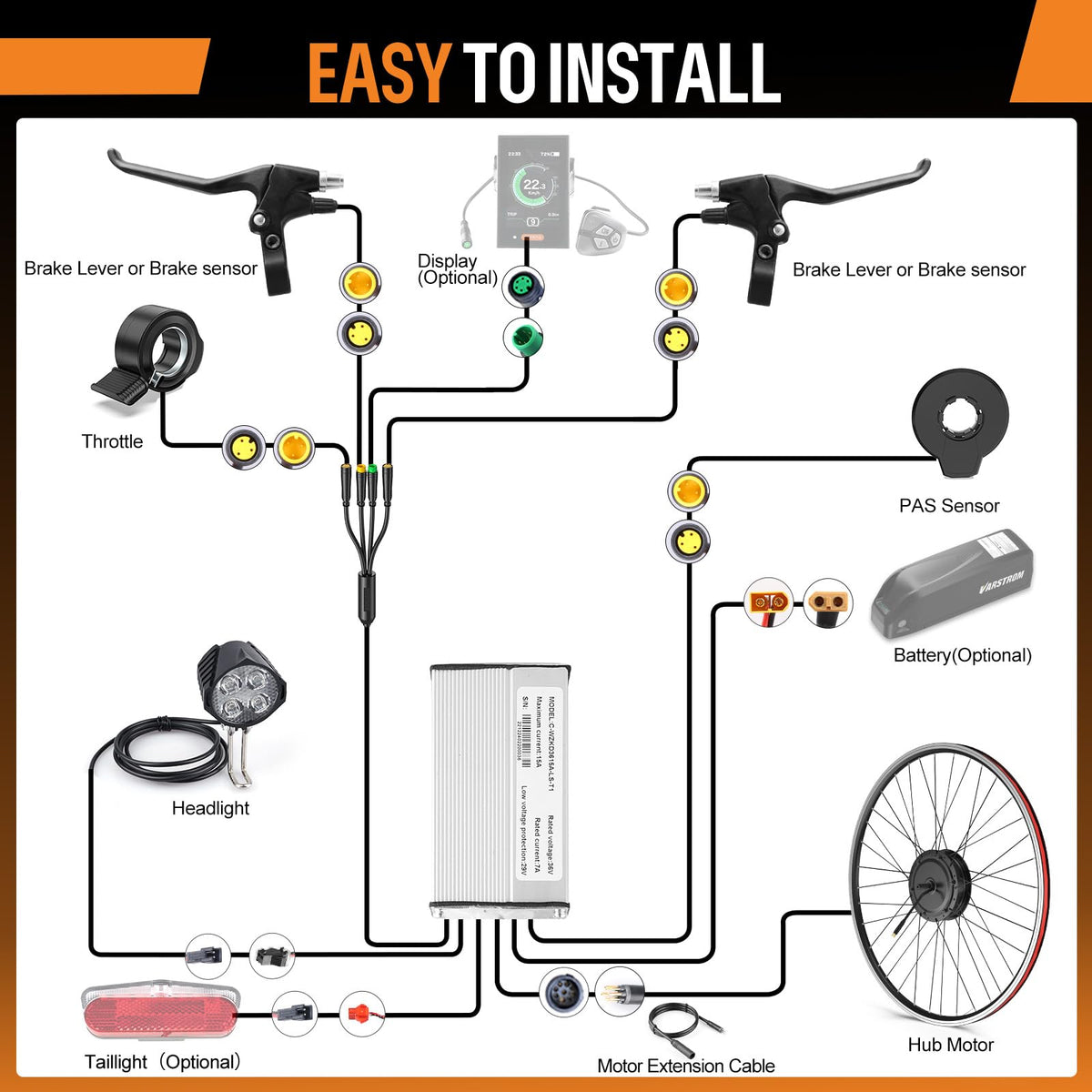 48V 500W Front Hub Motor Conversion Kit E3291