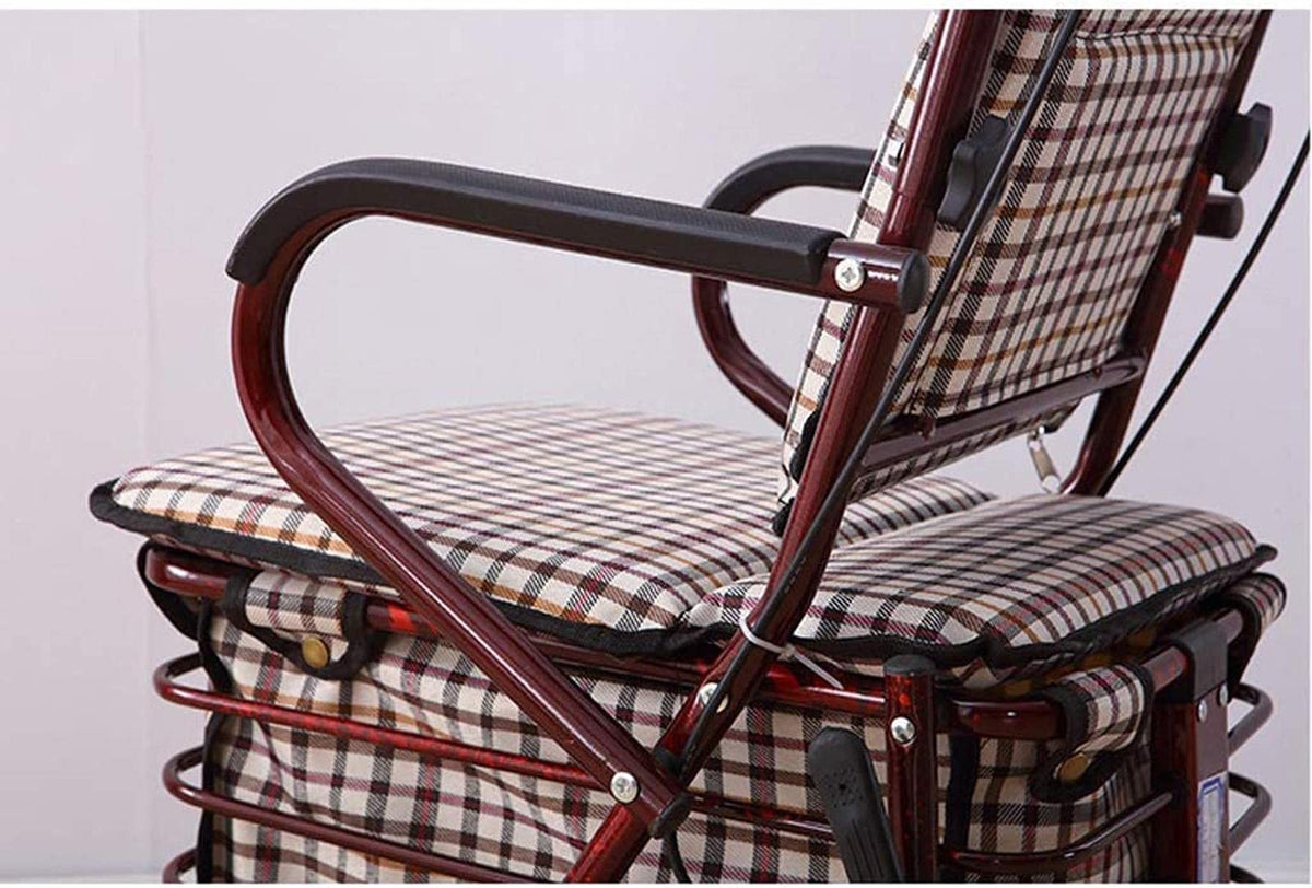 Folding Carbon Steel Rollator Walker Shopping Trolley B8987