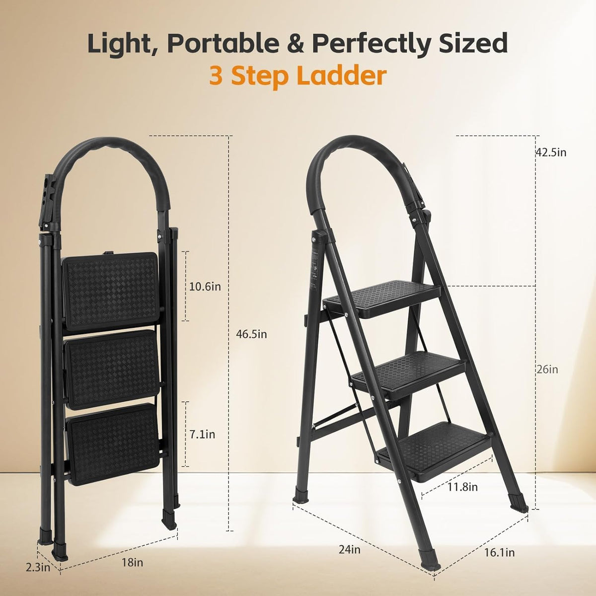 Lightweight Folding 3 Step Ladder A35548