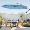 10ft Blue Offset Cantilever Patio Umbrella with Base Y82830