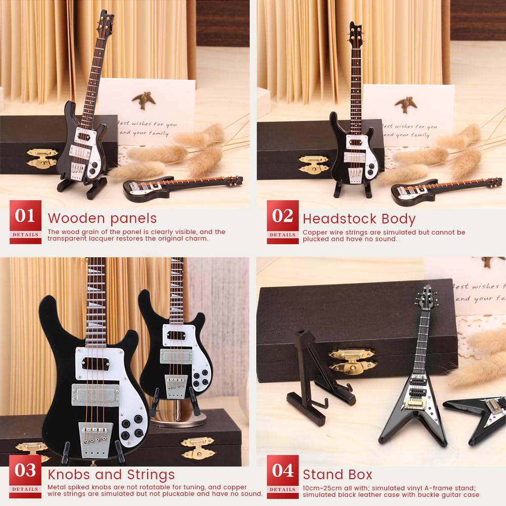 Black Miniature Bass Guitar Replica 1:4 Scale R75750