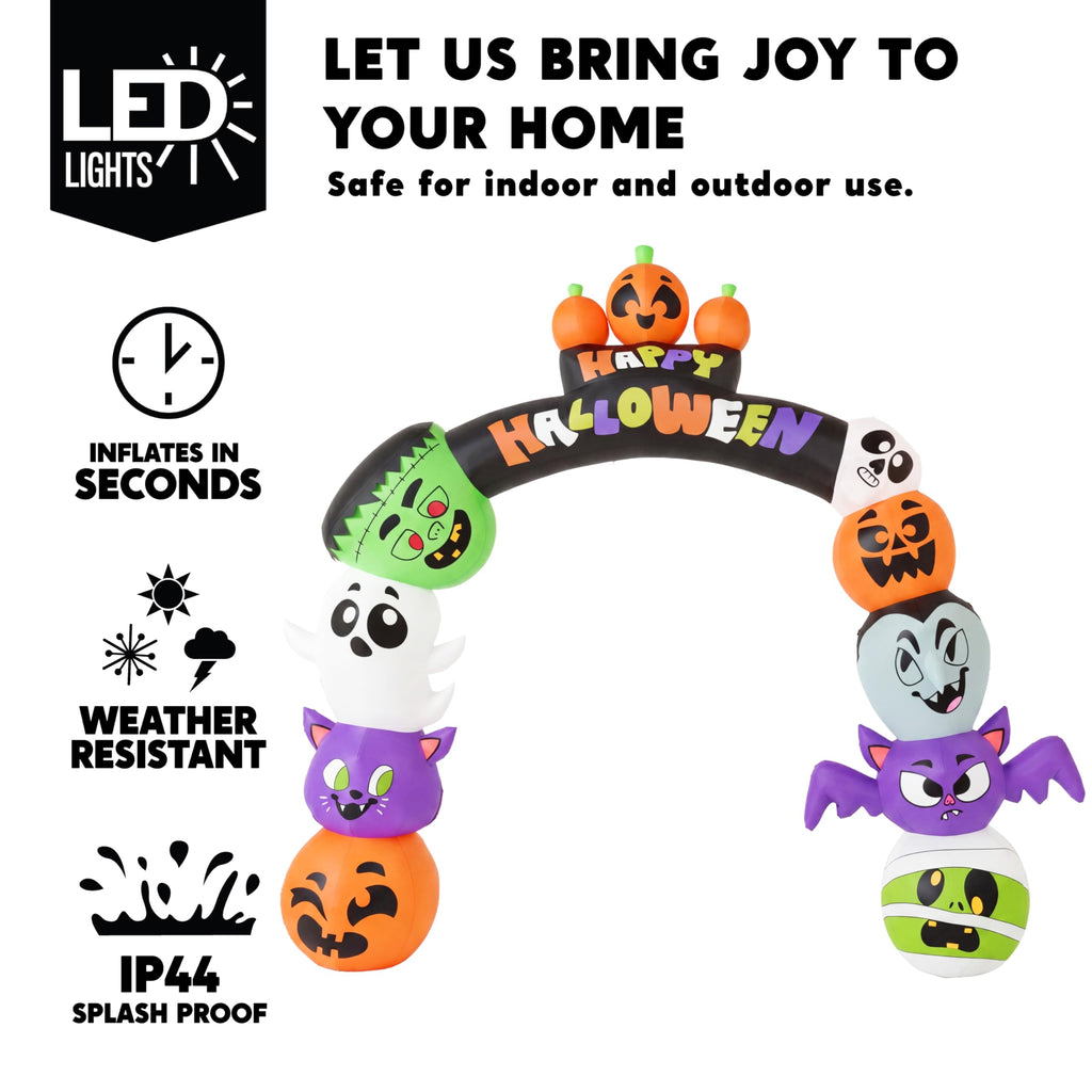 8 FT Halloween Inflatable Pumpkin Archway with LED Lights U822885