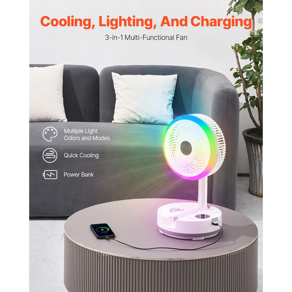 10 Inch Foldable Oscillating Fan, 9 Speeds 40000mAh Battery Portable Desk Fan Q3969